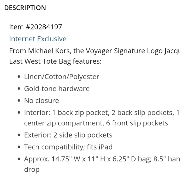 Michael kors Voyager Set Logo Jacquard East West Tote Shoulder Bag - Picture 6 of 14